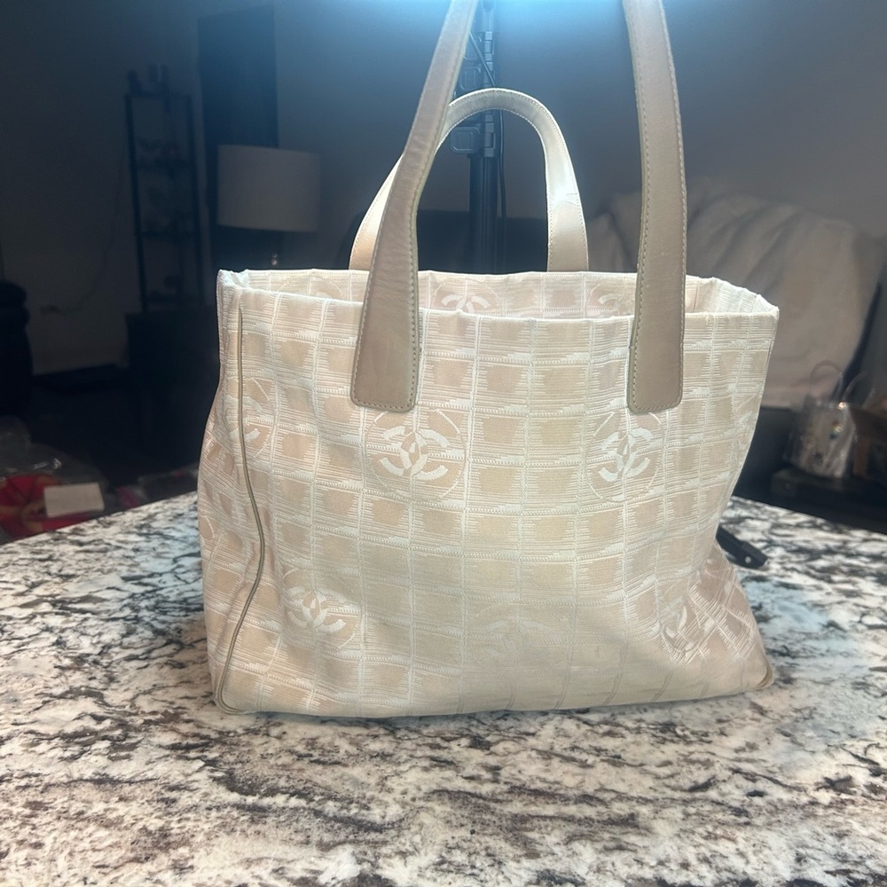 CHANEL Beige and Cream Travel Line Tote Bag
